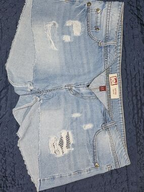 lei Light Blue Distressed Denim Jean Shorts